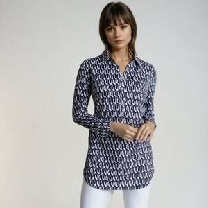 BUKI Carrie Tunic Shirt Black and White Long Sleeve  Women's Size Medium